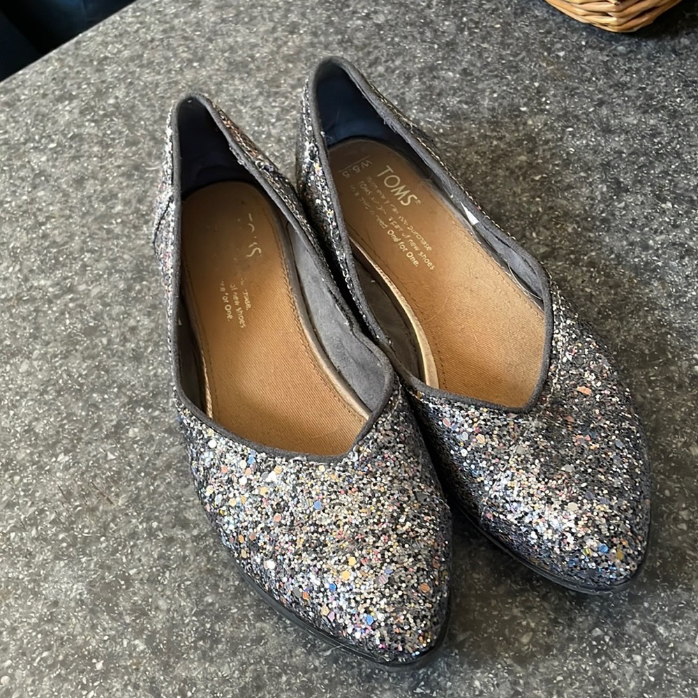 Toms glitter Jutti flat girls 3.5 womens 5.5